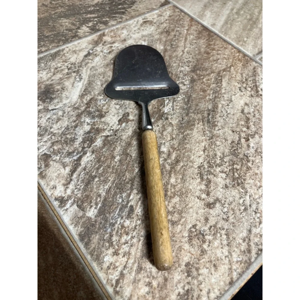 Vintage Stainless Steel Cheese Plane Slicer with Natural Wood Handle 9 Inch
